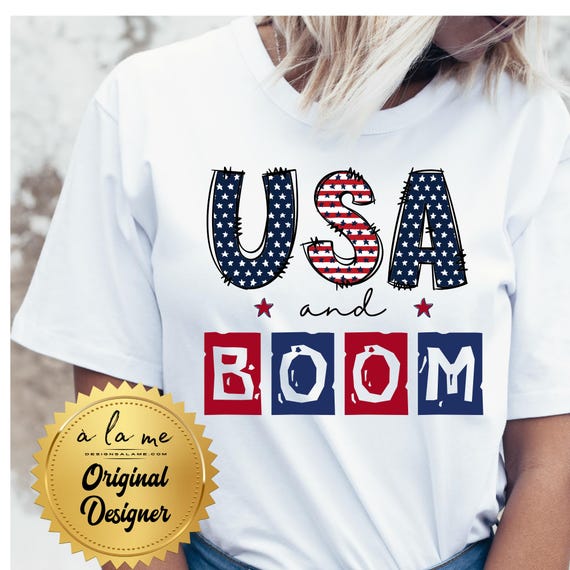 PNG Digital Download - USA & BOOM- Summer - 4th of July - for DtF Transfers