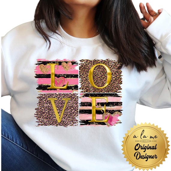 DTF Transfers -Valentine's Love Letters Leopard Glitter Cheetah Print -  RTP (Ready to Press)