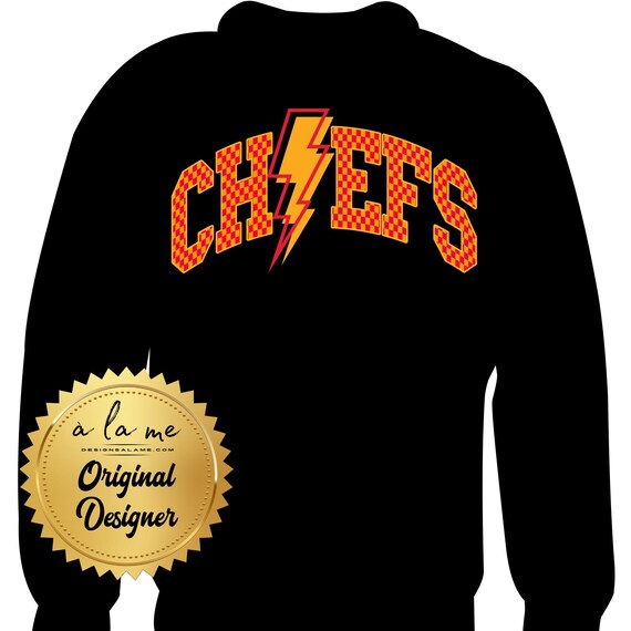 DTF Transfers - KC Football Checkered Lightning Bolt - Ready to Press (RtP)