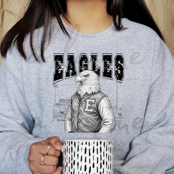 PNG Digital Download - EAGLES Mascot Sketch Varsity Jacket Stadium- for DTF Transfers
