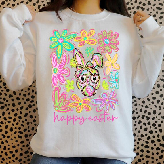 APPAREL  Happy Easter Bubblegum groovy flowers