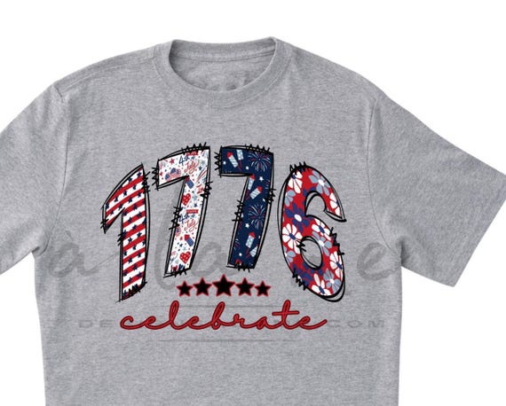DTF Transfers Ready to Press (RTP) Doodle Retro 1776 Independence Day Memorial Day 4th of July Design for tshirt