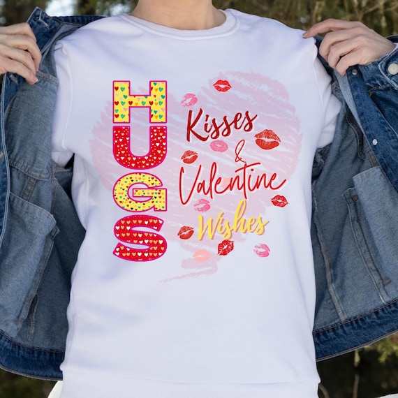 PNG Digital Download- Hugs Kisses Wishes - Valentine's Day-for DtF Transfers