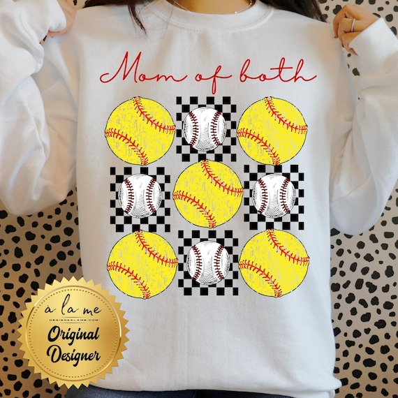APPAREL  Baseball Softball Mom of Both - Tshirts, Long Sleeve, Sweatshirt, Crewneck Hoodie