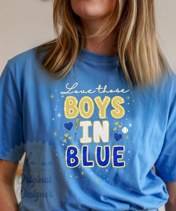 PNG Digital Download - KC Baseball Faux Glitter Love Those Boys in Blue