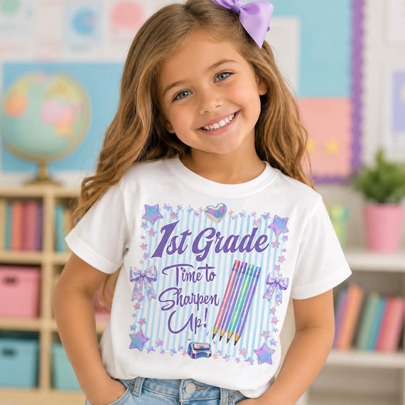 DTF Transfers - Time to Sharpen Up Stripes Coquette Back to School - Grades Prek-6 - RTP Ready to Press