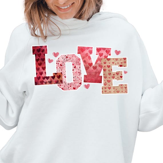 PNG Digital Download- LOVE patterned - Valentine's Day-for DtF Transfers