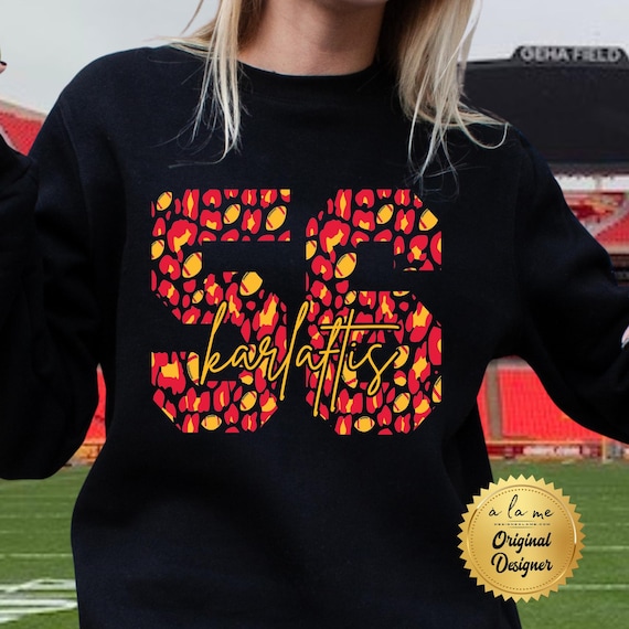 DTF Transfers - Kansas City KC Football 56 Defense Karlaftis - Leopard Cheetah Print Kansas City