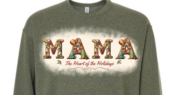 DTF Transfers -Mama Heart of the Holidays Gingerbread - Ready to Press RTP