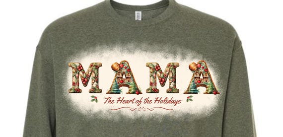 PNG Digital Download - MAMA Gingerbread Heart of the Holidays-for Sublimation & DtF Transfers