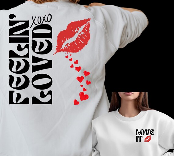 PNG Digital Download- Feelin' Loved xoxo Hearts - Valentine's Day-for DtF Transfers