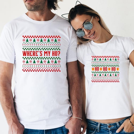 PNG Digital Download- Couple's Ugly Sweater Where's My Ho- for DtF Transfers