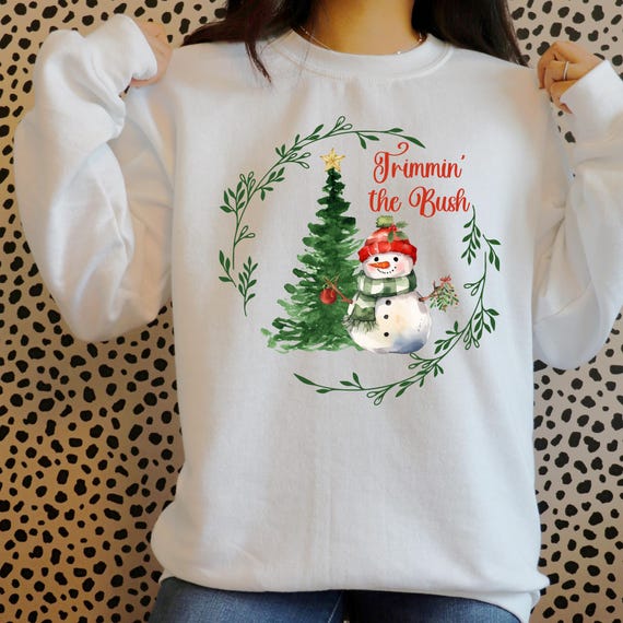 PNG Digital Download - Trimmin' the Bush Christmas Tree Snowman Design -for Sublimation & DtF Transfers