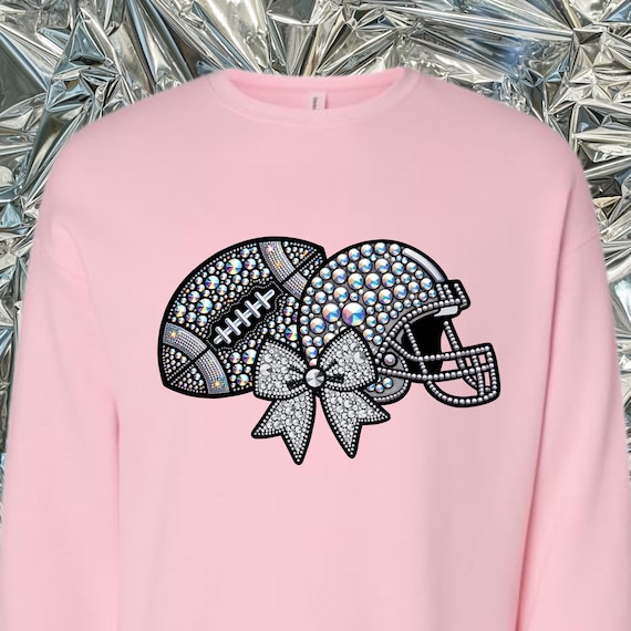PNG Digital Download - Football Faux Rhinestone Coquette-  for DTF Transfers for Crafts and Shirts
