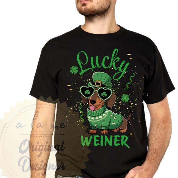 DTF Transfers Ready to Press (RTP) St Patrick's Day Design Lucky Weiner Dachshund
