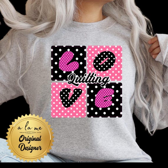 DTF Transfers -Love Quilting Polka Dots -  RTP (Ready to Press)
