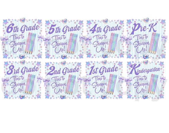 PNG Digital Download - Time to Sharpen Up - Back to School Coquette Stripes - Pastels - Grades Prek-6