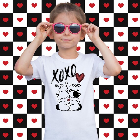 APPAREL tSHIRT Sweatshirt Hoodies Hugs & Kisses Kitty Cat Kitten Valentine Design