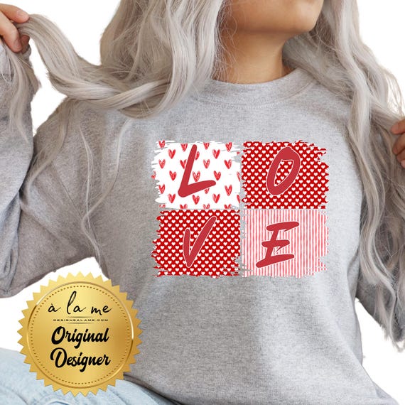 PNG Digital Download - Valentine's Day LOVE - Hearts Stripes - Sublimation & DtF Transfers