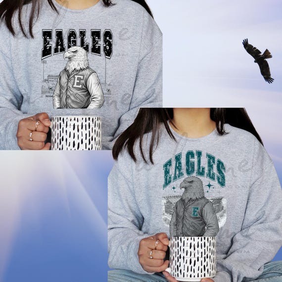 PNG Digital Download - EAGLES Mascot Sketch Varsity Jacket Stadium- for DTF Transfers
