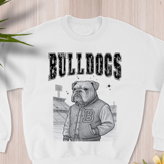 PNG Digital Download -BULLDOGS Sketch Varsity Jacket Stadium- for DTF Transfers