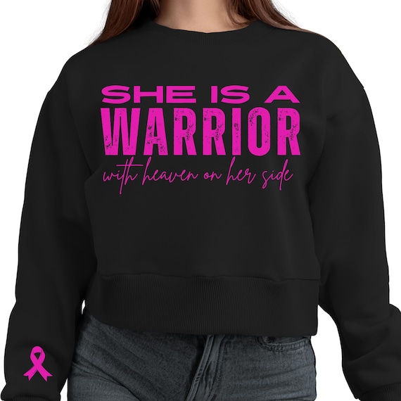 PNG Digital Download - She is a Warrior with Heaven on Her Side - Breast Cancer - for Sublimation & DTF Transfers