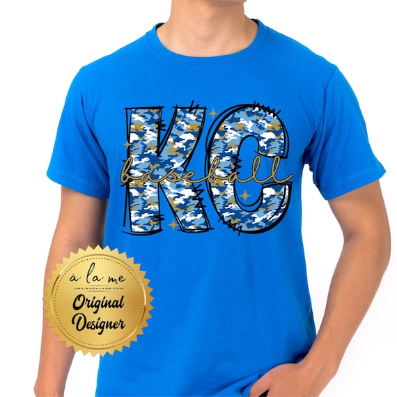 APPAREL KC Baseball CAMO Doodle Font - Tshirts, Long Sleeve, Sweatshirt, Crewneck Hoodie