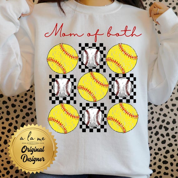 PNG Digital Download - Softball Baseball Mom of both - for DTF Transfers for Crafts and Shirts