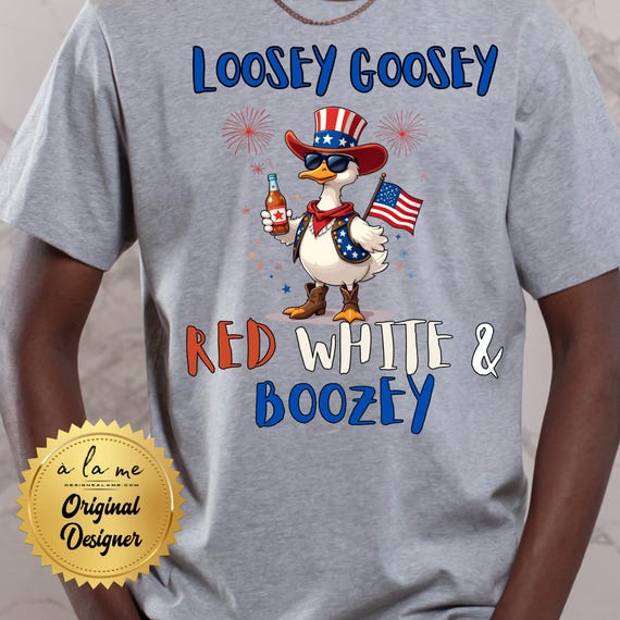DTF Prints Loosey Goosey Red White & Boozey Cowboy - DTF Ready to Press Transfers
