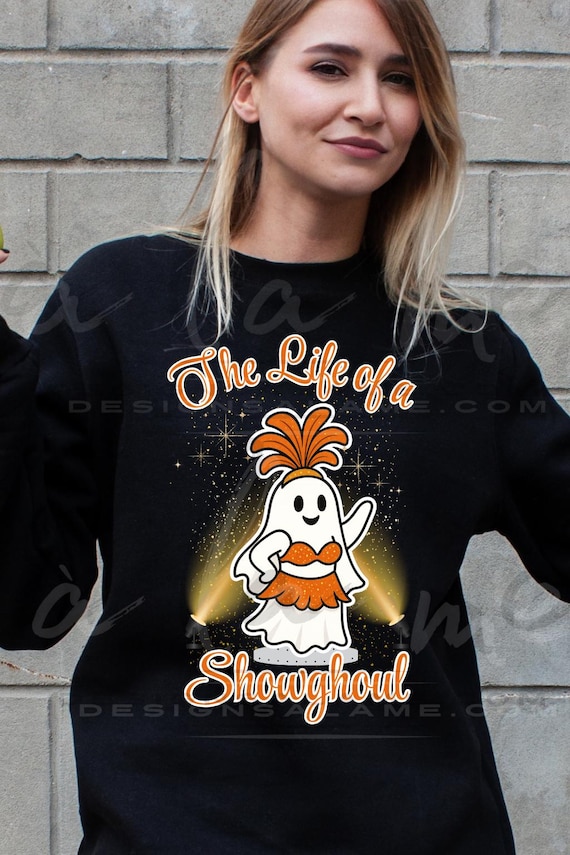 PNG Digital Download for Heat Press DTF Transfers- The Life of a Showghoul Halloween Ghost Showgirl - Black outline/White outline - BOTH