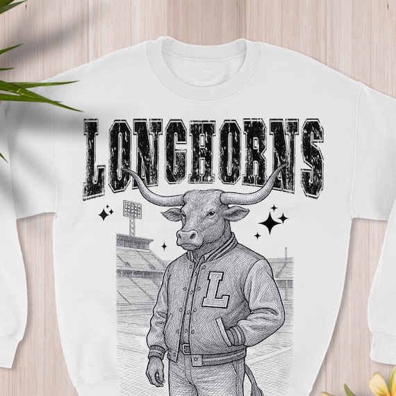PNG Digital Download - LONGHORNS Sketch Varsity Jacket Stadium- for DTF Transfers
