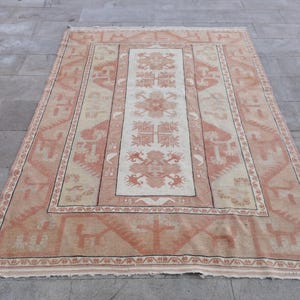 5x7 Turkish Rug, vintage handmade rug, 5x7 Home rugs, oushak rug, 5x7 vintage rug, oriental rug, 5x7 floor rug, 5x7 area rug, bedroom rug