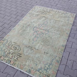 5x7 Rug Vintage Soft pink Rug 5x7 Kitchen Livingroom Modern Small Rug 5x7 Turkish Area Handmade Rug 5x7 Oushak Bedroom Rug 4&#39;3x6.9 ft 167
