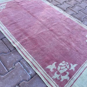 3x7 turkish runner Rug, stair runner Rug, bathroom Rug, stair runner Rug,beige pink Rug, corridor Rug, vintage Rug,2.9x6.9 ft/82x215 cm099