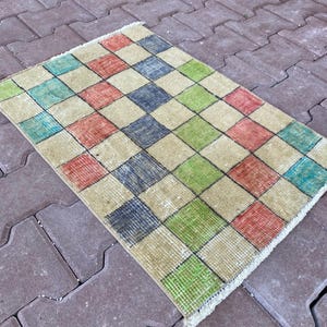 2x3 Rug, 2x3 Turkish Rug, 2x3 Oushak Rug, Small Rug, Bathroom Rug, Doormat Rug, 2x3 Vintage Rug, Handmade Rug, Anatolian Rug 1.8x2.5 ft 180