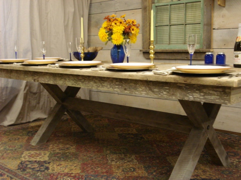 Rustic table Farmhouse Trestle Table 66 x 36 x Etsy