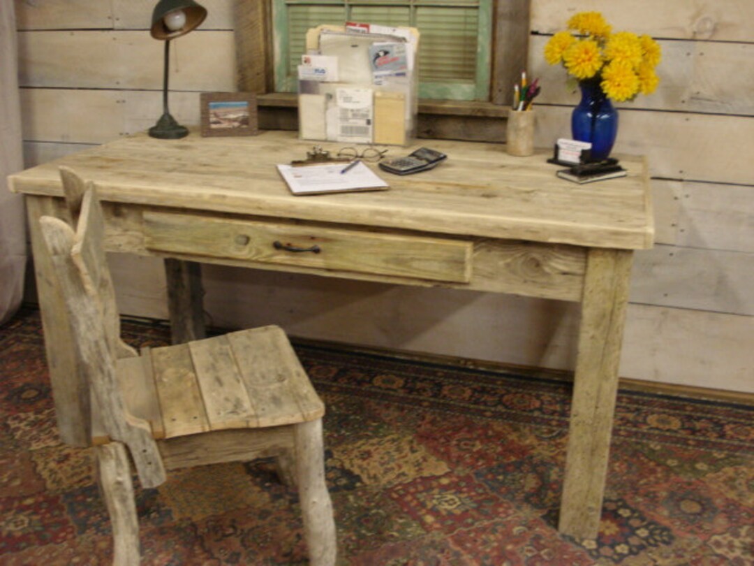 Driftwood Desk With Draw 60 X 30 X 30h Etsy