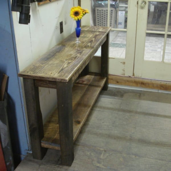 Ocean Driftwood, Driftwood Console Table 42"x 14" deep x 20 to 36" High, with bottom shelf  (Pictured is 60"x 14"d x 30" high)