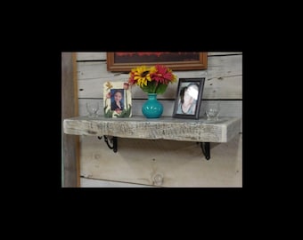 SHELF   Shelf Whitewashed/ Polycrylic finish, Breadboard ends (1.5" thick X 7.5" to 8" deep X 30" to 60" long)