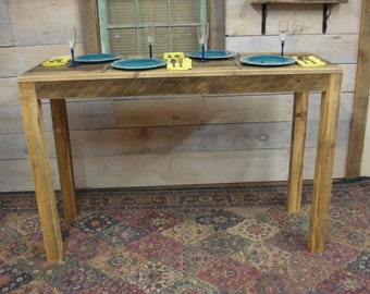 Table en bois rustique, table rustique à hauteur de comptoir, table de ferme (60 x 22 x 30 ou 36 po. de hauteur) sans surplomb au-delà des pieds