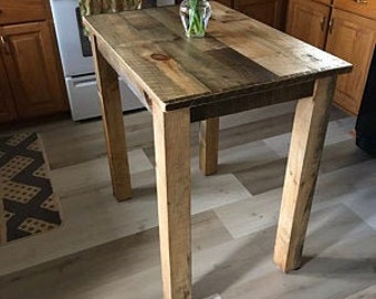 Table en bois rustique, table en bois rustique, table à hauteur de comptoir, table de ferme (36 x 28 x 30 ou 36 po. de hauteur)