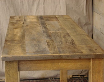 Farmhouse Dining Table: Rustic Country Style, Solid Wood (72" x 24" x 30-42"H)