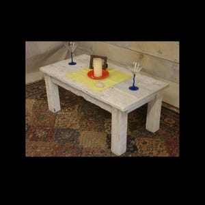 Made with Ocean Driftwood, Coffee Table (42" x 22" x 16-20" H) Whitewashed Ocean Coffee Table Farmhouse Rustic