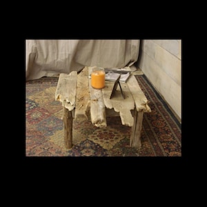 Handmade Rustic Driftwood Coffee Table with Farmhouse Charm and Sturdy Construction (36"x24") Various Finish Options Available