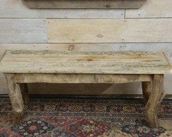 Unique Handmade Driftwood Bench with Sturdy Construction and Custom Finish Options (48"x15")