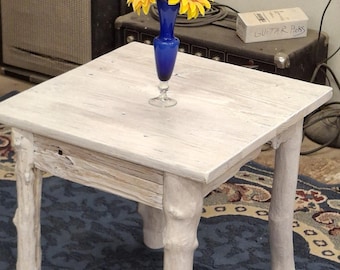 Rustic Little Nightstand made of Driftwood (20" X 20") Nautical End Table, Rustic stand