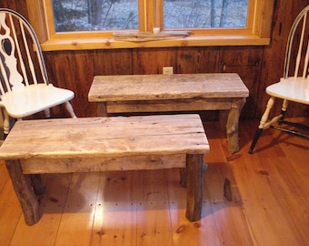 Driftwood Bench  , Benches, rustic reclaimed driftwood (42" x 15" x 17"H) (1 Pair) Made to fit 54" Table