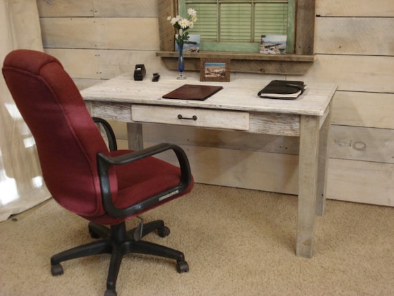 Ocean Driftwood Whitewashed Driftwood Desk With Draw 50 X 24 X