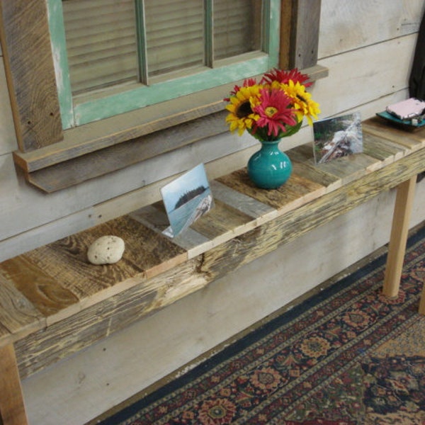 Ocean Driftwood, Driftwood side Table, Rustic side table 60" x 12" deep x 30"or 32" high (pictured is 60 x 8 x 29" high)