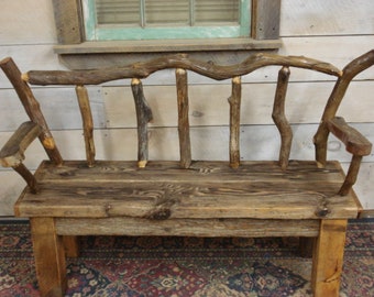 Beautifully Handmade Driftwood Bench (48" x 15") with Back and Armrests - Unique Rustic Coastal Furniture Piece for Indoor or Outdoor Use
